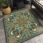 Persian Chamber Area Rug Multicolor Jacquard Print Rug Synthetic Non-Slip Stain Resistant Pet-Friendly Rug