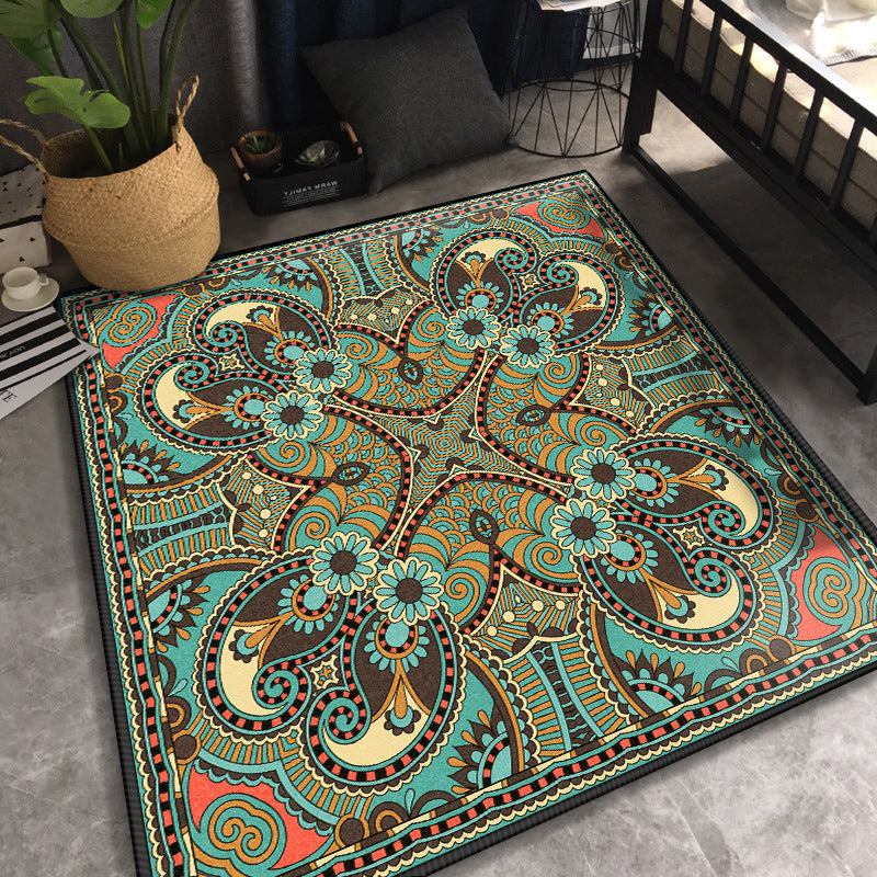 Persian Chamber Area Rug Multicolor Jacquard Print Rug Synthetic Non-Slip Stain Resistant Pet-Friendly Rug