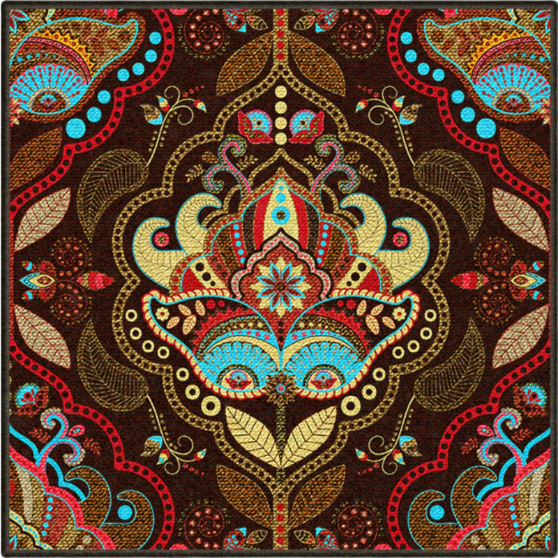 Persian Chamber Area Rug Multicolor Jacquard Print Rug Synthetic Non-Slip Stain Resistant Pet-Friendly Rug