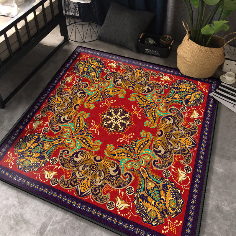 Persian Chamber Area Rug Multicolor Jacquard Print Rug Synthetic Non-Slip Stain Resistant Pet-Friendly Rug
