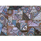 Multicolored floral mosaic print carpet polypropylene Moroccan indoor carpet machine washable non-slip backing pet-friendly carpet for home