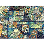 Multicolored floral mosaic print carpet polypropylene Moroccan indoor carpet machine washable non-slip backing pet-friendly carpet for home