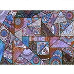 Multicolored floral mosaic print carpet polypropylene Moroccan indoor carpet machine washable non-slip backing pet-friendly carpet for home