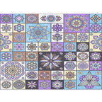 Multicolored floral mosaic print carpet polypropylene Moroccan indoor carpet machine washable non-slip backing pet-friendly carpet for home