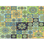 Multicolored floral mosaic print carpet polypropylene Moroccan indoor carpet machine washable non-slip backing pet-friendly carpet for home