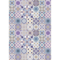 Moroccan Mosaic Print Carpet Multicolored Polyester Rug Non-Slip Back Washable Pet-Friendly Rug for Living Room