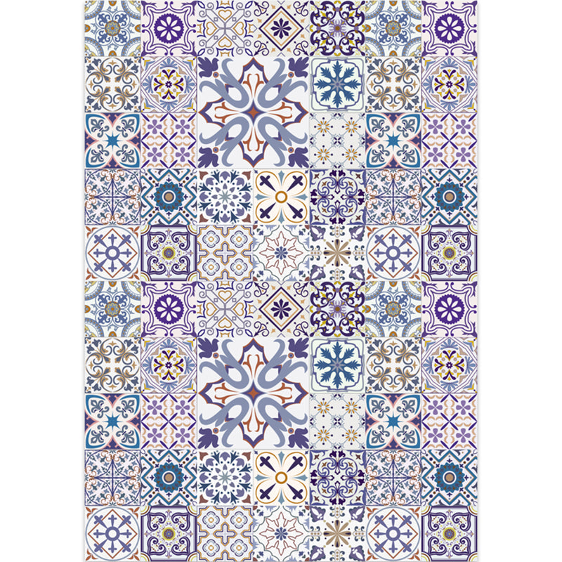 Moroccan Mosaic Print Carpet Multicolored Polyester Rug Non-Slip Back Washable Pet-Friendly Rug for Living Room