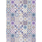 Moroccan mosaic print rug Multicolored polyester rug Non-slip backing Washable pet-friendly rug for the living room