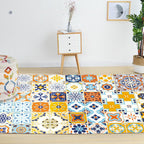Moroccan Mosaic Print Carpet Multicolored Polyester Rug Non-Slip Back Washable Pet-Friendly Rug for Living Room
