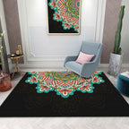 Colorful Mandala Rug Multicolored Moroccan Rug Polyester Stain Resistant Pet Friendly Non-Slip Rug for Home