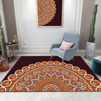 Colorful Mandala Rug Multicolored Moroccan Rug Polyester Stain Resistant Pet Friendly Non-Slip Rug for Home