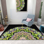 Colorful Mandala Rug Multicolored Moroccan Rug Polyester Stain Resistant Pet Friendly Non-Slip Rug for Home