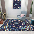 Colorful Mandala Rug Multicolored Moroccan Rug Polyester Stain Resistant Pet Friendly Non-Slip Rug for Home