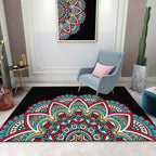 Colorful Mandala Rug Multicolored Moroccan Rug Polyester Stain Resistant Pet Friendly Non-Slip Rug for Home