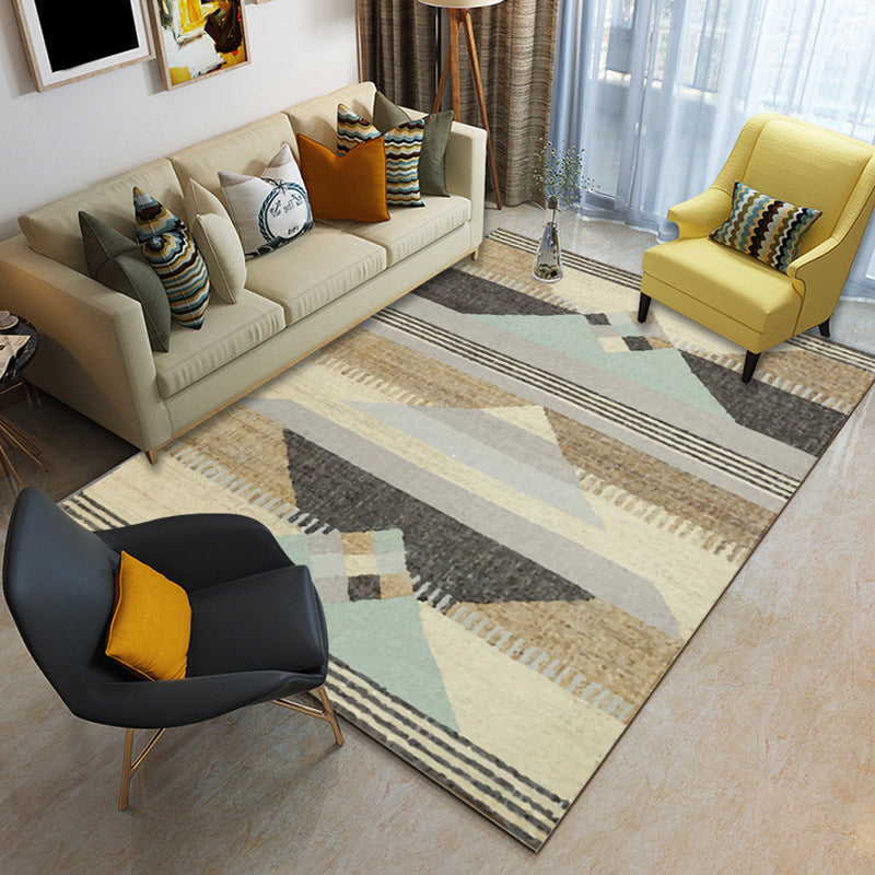 Multicolor geometric rug synthetic contemporary area rug pet-friendly non-slip back washable rug for the living room