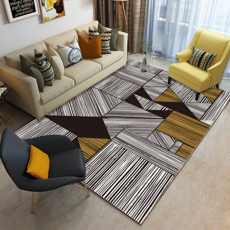 Multicolor geometric rug synthetic contemporary area rug pet-friendly non-slip back washable rug for the living room