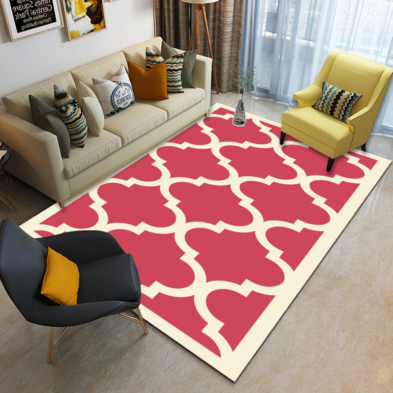Multicolor geometric rug synthetic contemporary area rug pet-friendly non-slip back washable rug for the living room