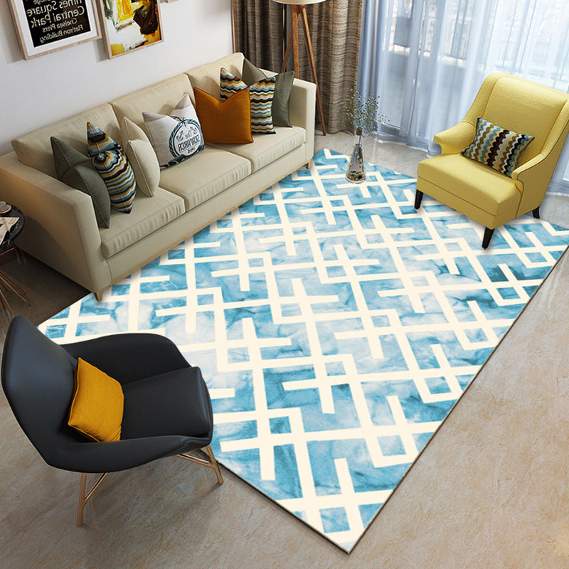 Multicolor geometric rug synthetic contemporary area rug pet-friendly non-slip back washable rug for the living room