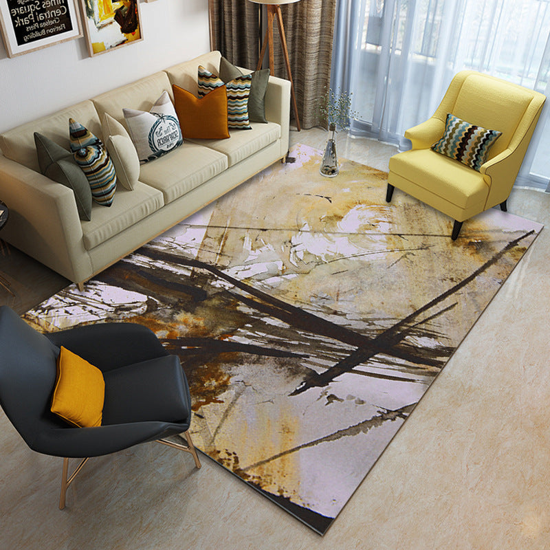 Multicolor geometric rug synthetic contemporary area rug pet-friendly non-slip back washable rug for the living room