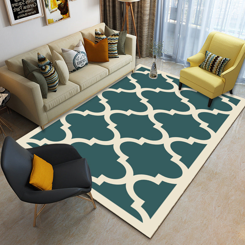 Multicolor geometric rug synthetic contemporary area rug pet-friendly non-slip back washable rug for the living room