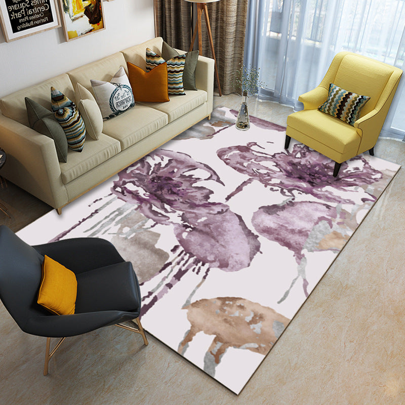 Multicolor geometric rug synthetic contemporary area rug pet-friendly non-slip back washable rug for the living room