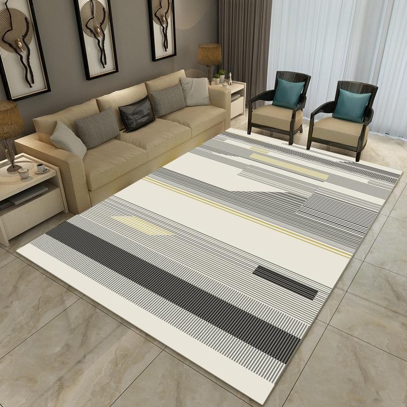 Nordic Geometric Pattern Rug Multi-Color Polypropylene Rug Non-Slip Washable Stain-Resistant Rug for Large Room