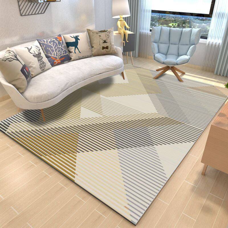 Nordic Geometric Pattern Rug Multi-Color Polypropylene Rug Non-Slip Washable Stain-Resistant Rug for Large Room