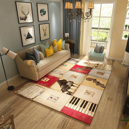 Nordic Geometric Pattern Rug Multi-Color Polypropylene Rug Non-Slip Washable Stain-Resistant Rug for Large Room