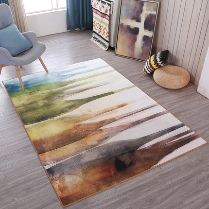 Nordic Geometric Pattern Rug Multi-Color Polypropylene Rug Non-Slip Washable Stain-Resistant Rug for Large Room
