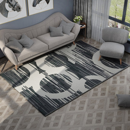 Nordic Geometric Pattern Rug Multi-Color Polypropylene Rug Non-Slip Washable Stain-Resistant Rug for Large Room