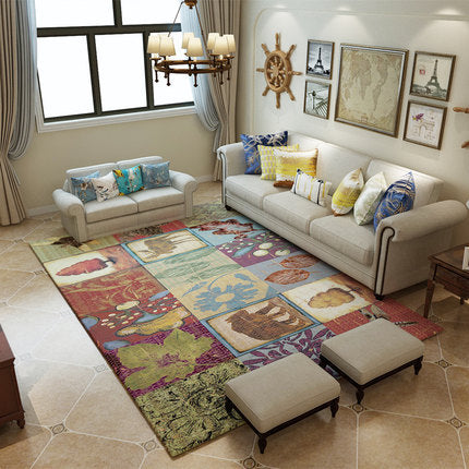 Nordic Geometric Pattern Rug Multi-Color Polypropylene Rug Non-Slip Washable Stain-Resistant Rug for Large Room