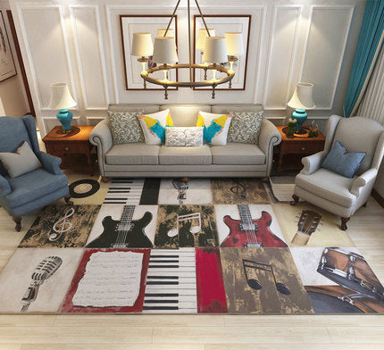 Nordic Geometric Pattern Rug Multi-Color Polypropylene Rug Non-Slip Washable Stain-Resistant Rug for Large Room