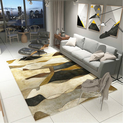 Nordic Geometric Pattern Rug Multi-Color Polypropylene Rug Non-Slip Washable Stain-Resistant Rug for Large Room