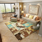 Nordic Geometric Pattern Rug Multi-Color Polypropylene Rug Non-Slip Washable Stain-Resistant Rug for Large Room