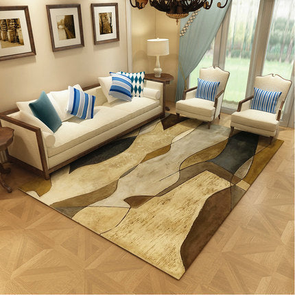 Nordic Geometric Pattern Rug Multi-Color Polypropylene Rug Non-Slip Washable Stain-Resistant Rug for Large Room
