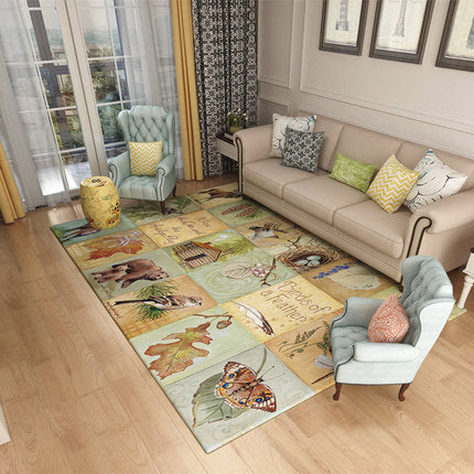 Nordic Geometric Pattern Rug Multi-Color Polypropylene Rug Non-Slip Washable Stain-Resistant Rug for Large Room