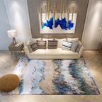 Nordic Geometric Pattern Rug Multi-Color Polypropylene Rug Non-Slip Washable Stain-Resistant Rug for Large Room