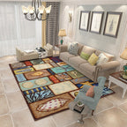 Nordic Geometric Pattern Rug Multi-Color Polypropylene Rug Non-Slip Washable Stain-Resistant Rug for Large Room