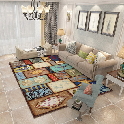 Nordic Geometric Pattern Rug Multi-Color Polypropylene Rug Non-Slip Washable Stain-Resistant Rug for Large Room