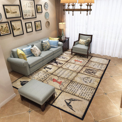 Nordic Geometric Pattern Rug Multi-Color Polypropylene Rug Non-Slip Washable Stain-Resistant Rug for Large Room