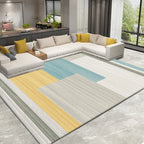 Nordic Home Rug Multicolor Color Block Geometric Rug Synthetic Non-Slip Back Washable Pet Friendly Rug