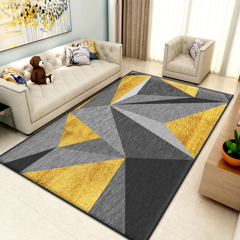 Nice 3D Effect Triangle Rug Multicolor Contemporary Rug Polypropylene Machine Washable Pet Friendly Non-Slip Rug for Home