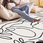 Simple Line Art Rug Multicolor Nordic Style Rug Synthetic Pet Friendly Machine Washable Non-Slip Rug for Living Room