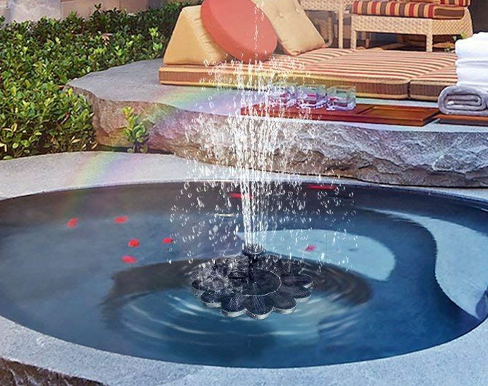 Solar-powered fountain for the garden – Flower design water feature for ponds and pools