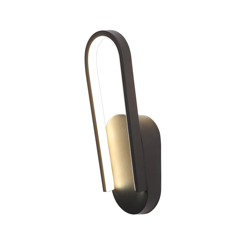 Simple Wall Light Black/White Half Oval LED Wall Light with Acrylic Shade, Warm/White Light