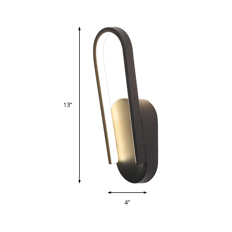 Simple Wall Light Black/White Half Oval LED Wall Light with Acrylic Shade, Warm/White Light