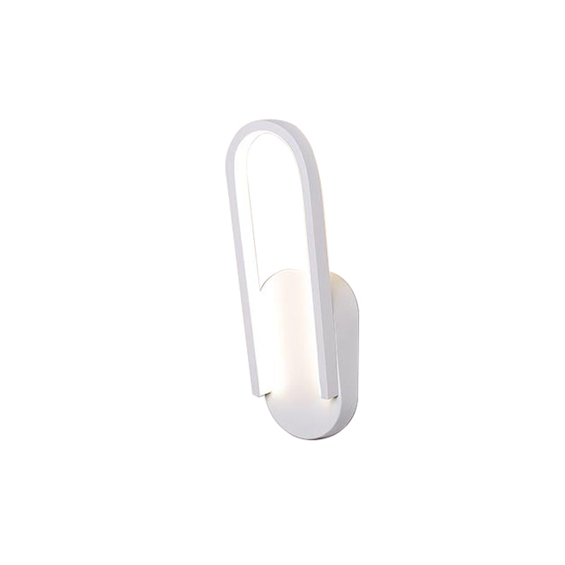 Simple Wall Light Black/White Half Oval LED Wall Light with Acrylic Shade, Warm/White Light