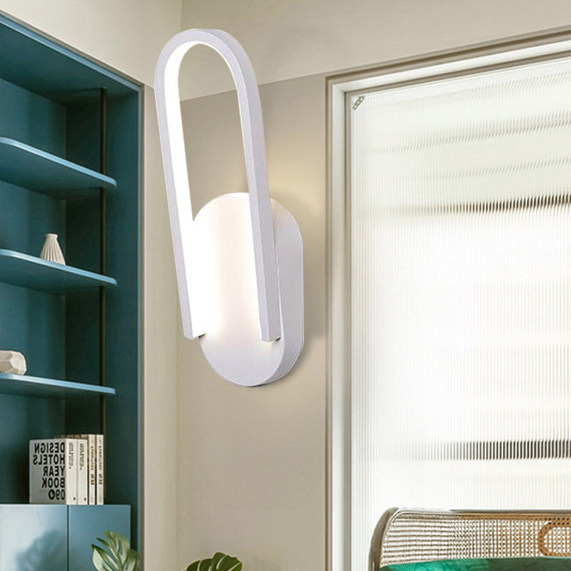 Simple Wall Light Black/White Half Oval LED Wall Light with Acrylic Shade, Warm/White Light