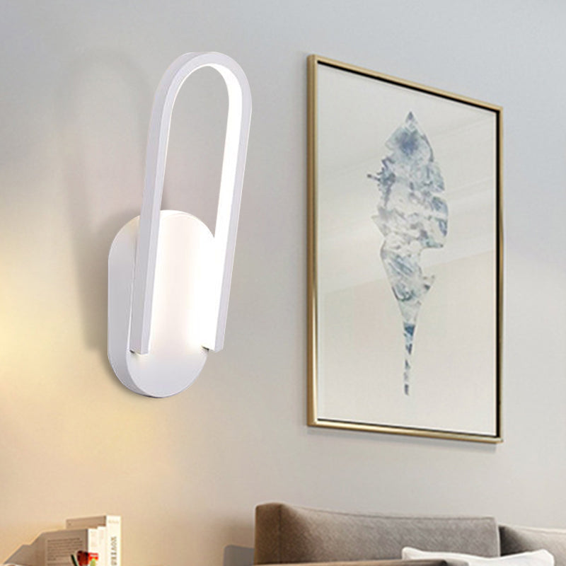 Simple Wall Light Black/White Half Oval LED Wall Light with Acrylic Shade, Warm/White Light