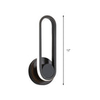 Minimalistic Oblong-Ring Wall Light Acrylic Shade LED Bed Lamp in Black/White, Warm/White Light